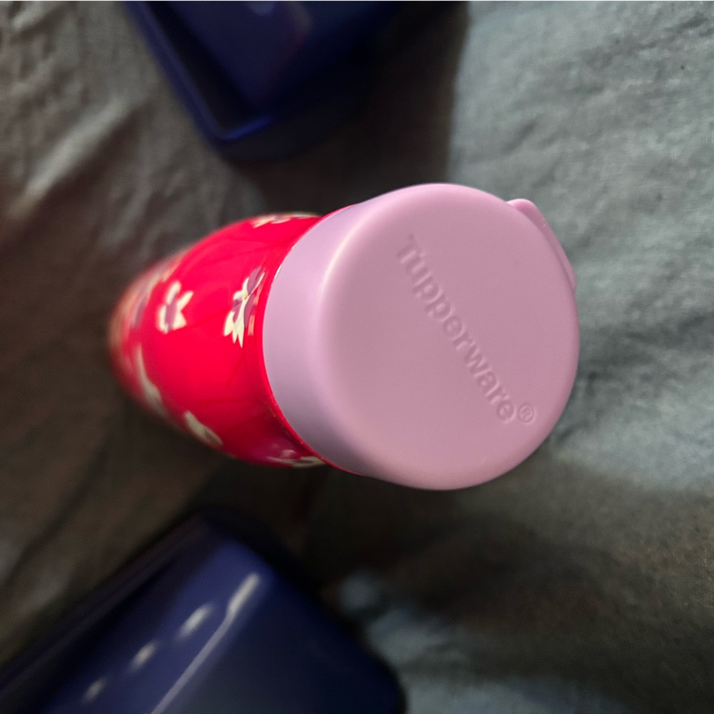 Tupperware Set with Coral soup cup and Navy Containers - Picture 5 of 11